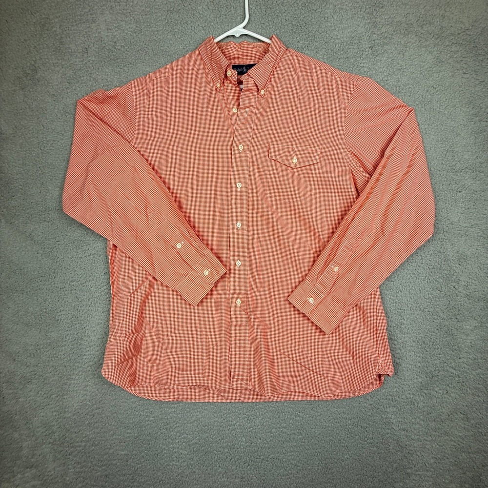 Ralph Lauren XL Coral Gingham Check Button Down Long Sleeve Shirt Mens